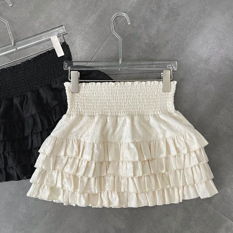 Women Ruffle High Waist Skirt