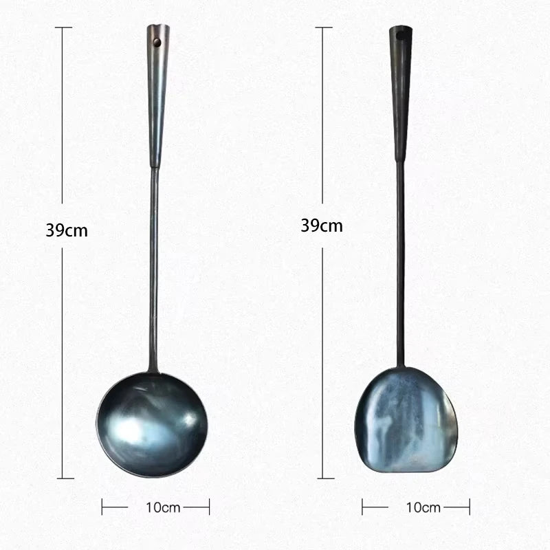 Handmade Iron Wok Spatula & Ladle Set