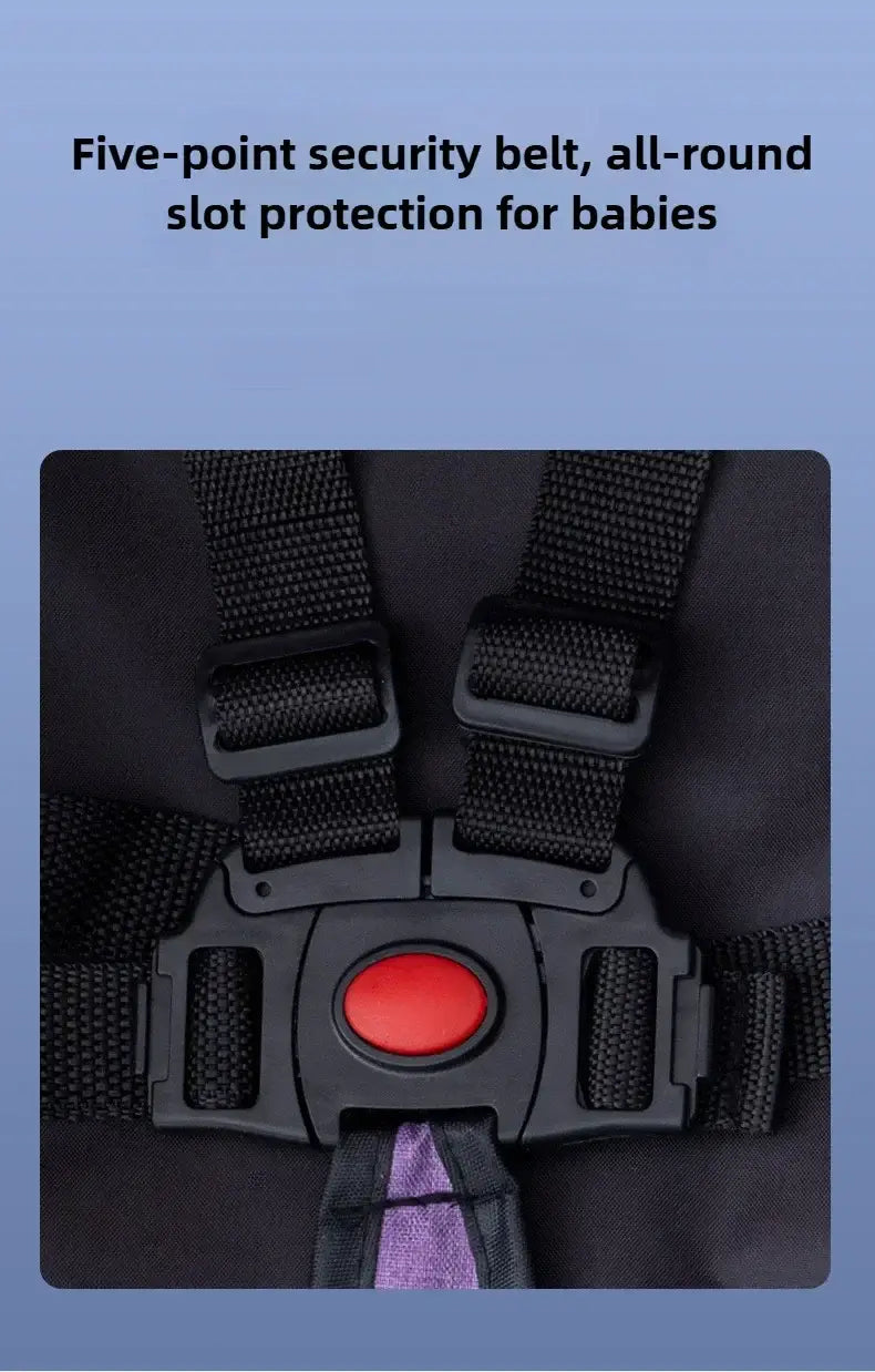 Five-point security belt detail showcasing all-round protection for babies in a stroller.