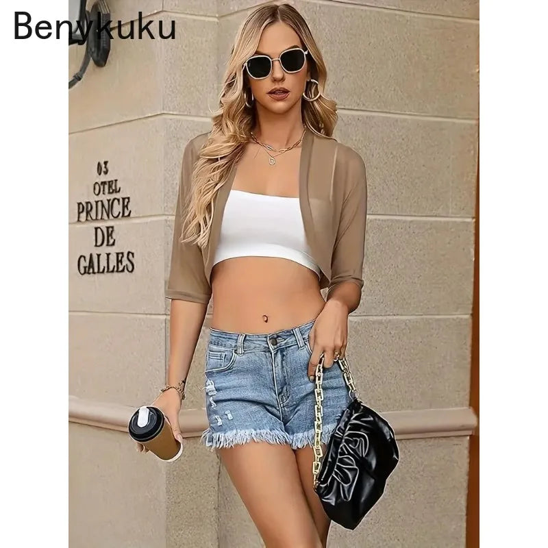 Vintage Mesh Bolero Shrug Cropped Jacket