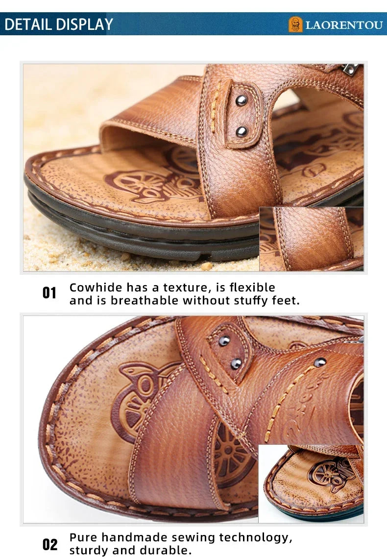 صنادل كاجوال جلدية للرجال بإبزيم