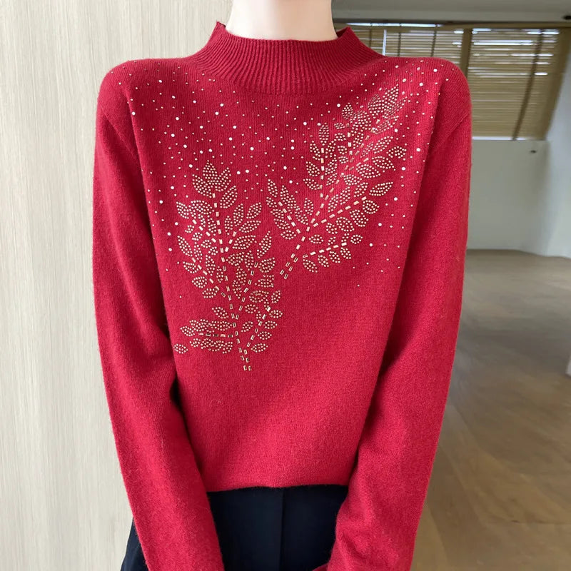 Women Beaded Winter Sweater