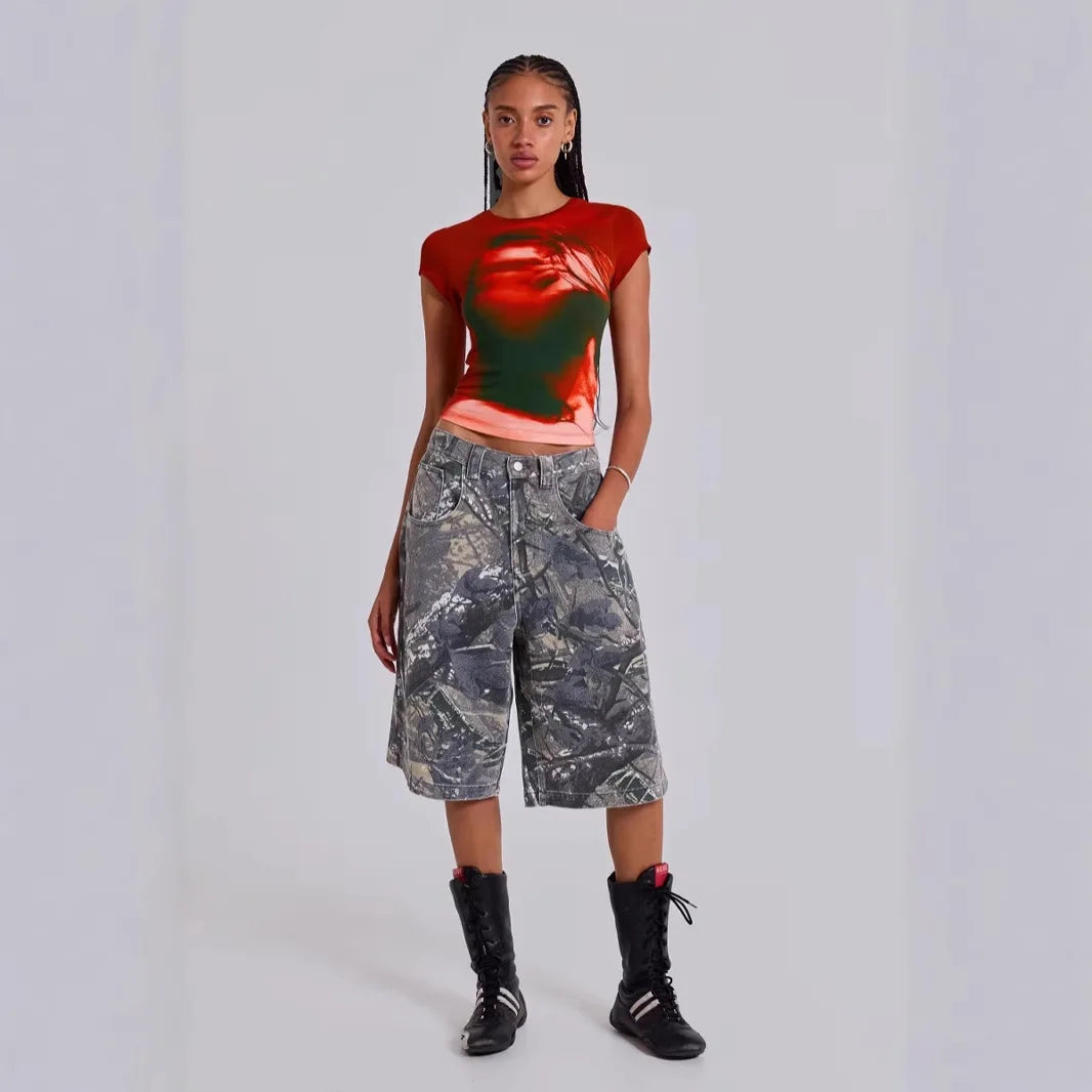 Women Camouflage Streetwear Jeans