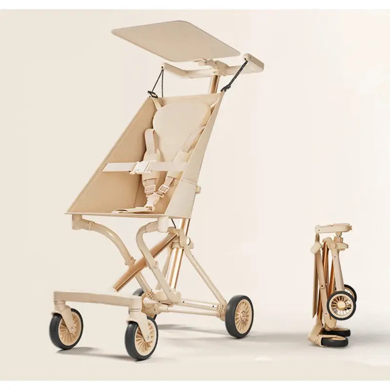 Lightweight travel stroller in a stylish design, foldable for easy transport, suitable for children aged 1-6 years.