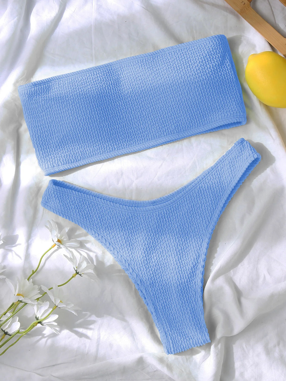 Textured High Cut Bikini