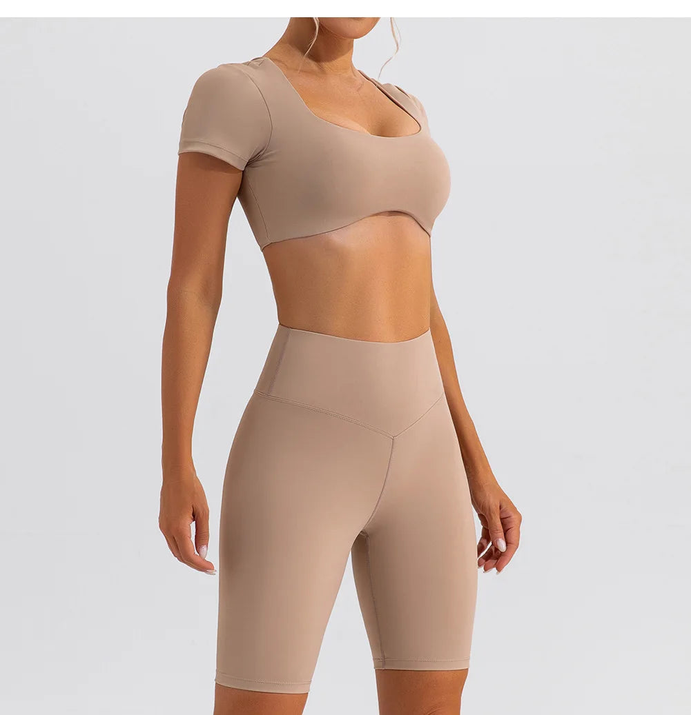 Women Crop Fit Yoga Tee