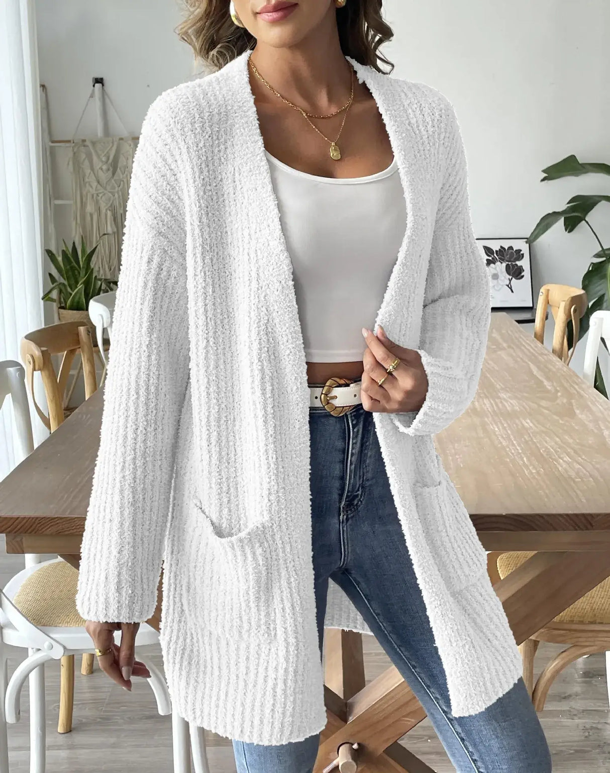Women Long Sleeve Pocket Knit Cardigan