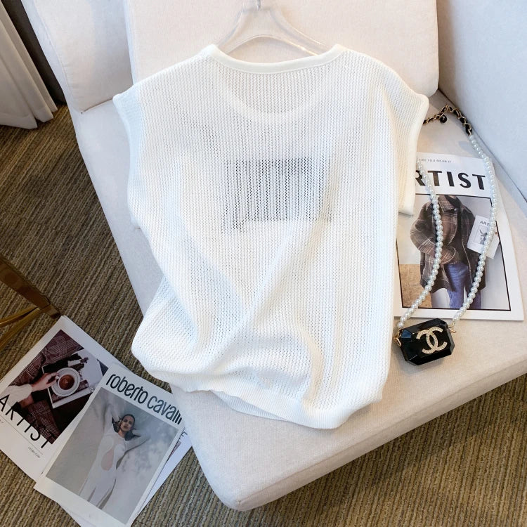 Women's Striped O-Neck Crop Sweater