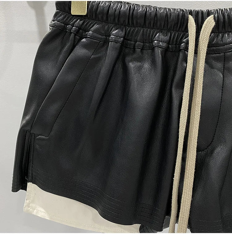 Women's PU Leather Black Shorts