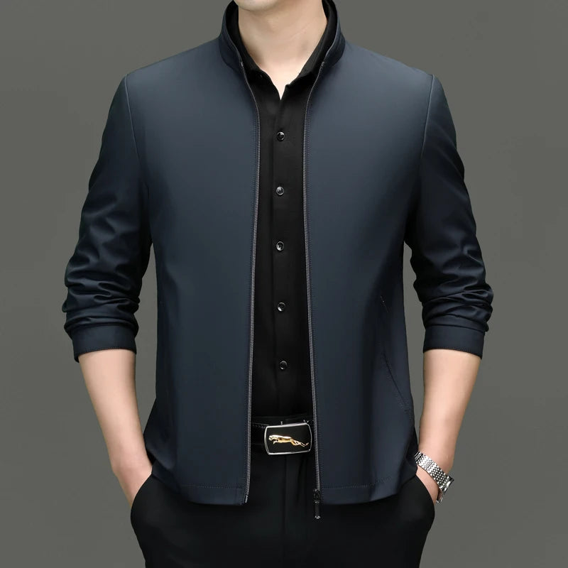 Men Stand Collar Zipper Jacket