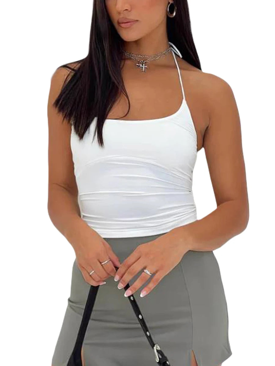 White Halter Cami Top