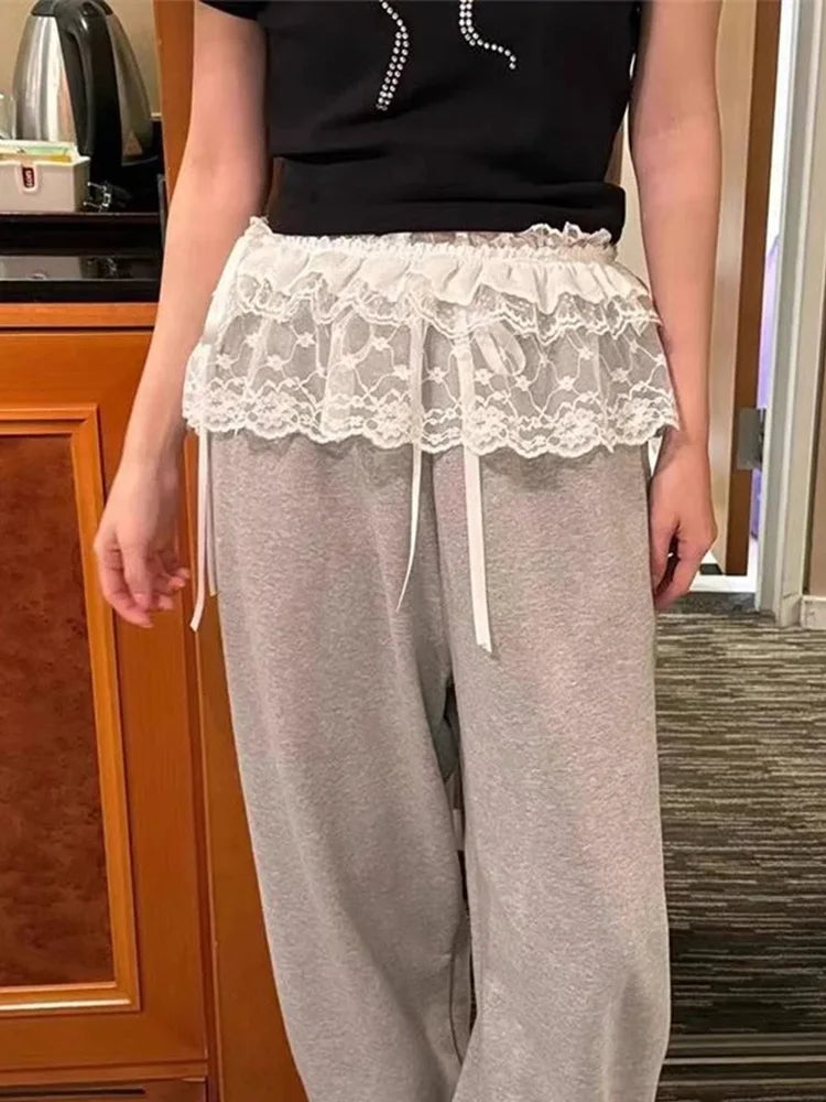 Women Y2K Lace Layered Skirt