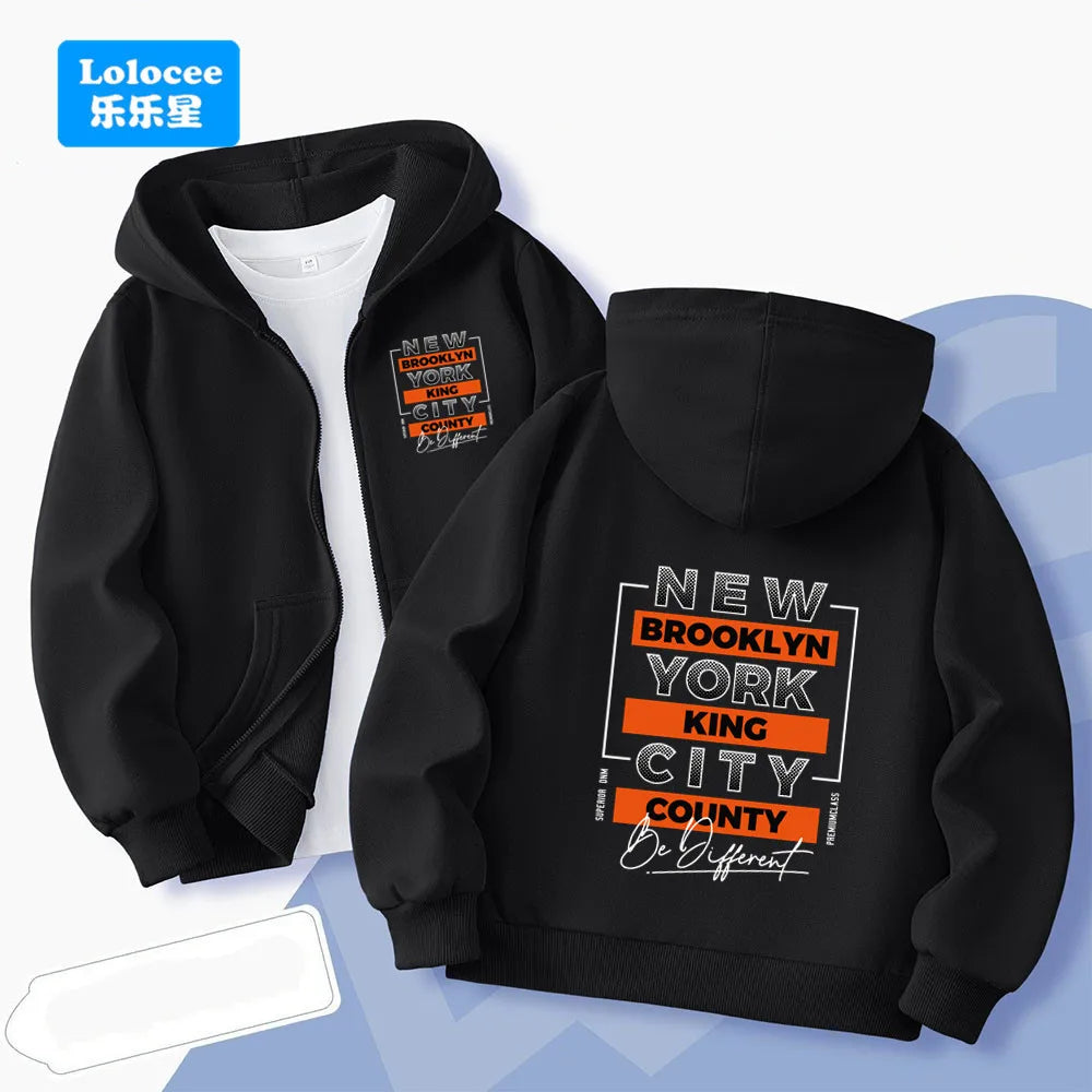 Brooklyn Print Zip-Up Hoodie