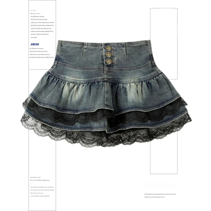 StreetBelt™ – Riveted Mini Skirt (Blue Black High Street Y2K)