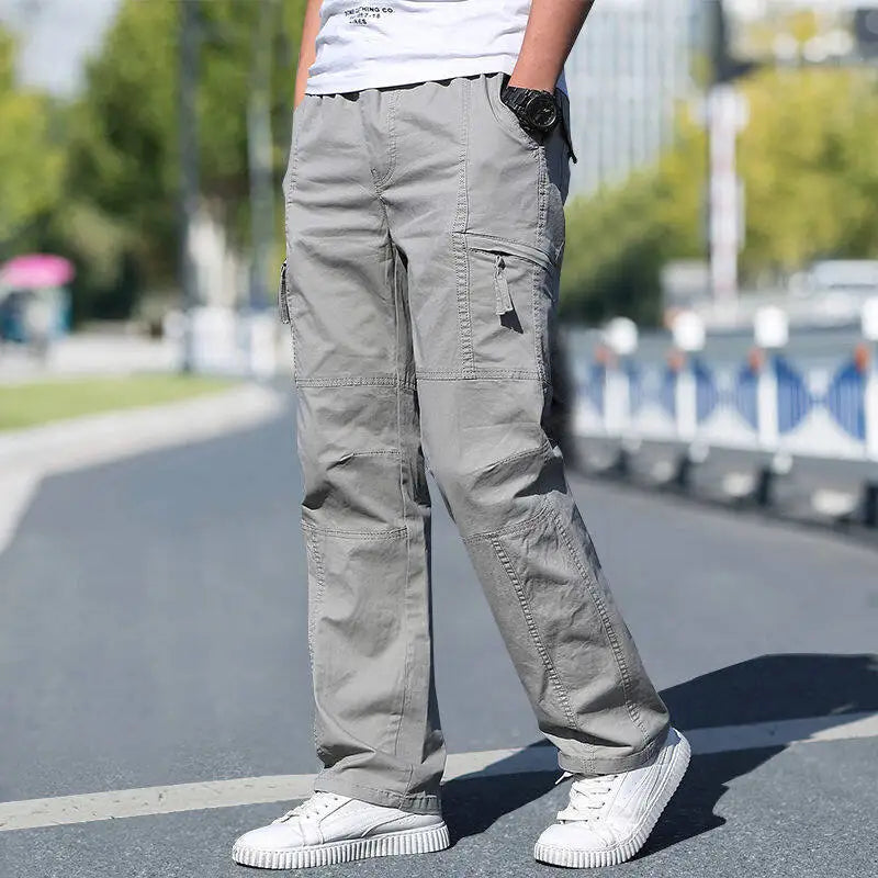 Men's Plus Size Cargo Pants – Black Cotton Joggers