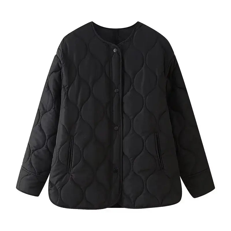 Women Quilted Padded Black Jacket