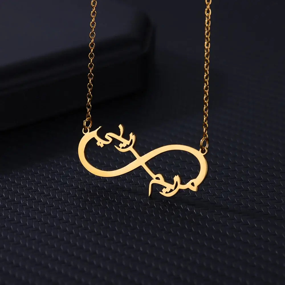 Custom Double Heart Two Names Infinity Necklaces