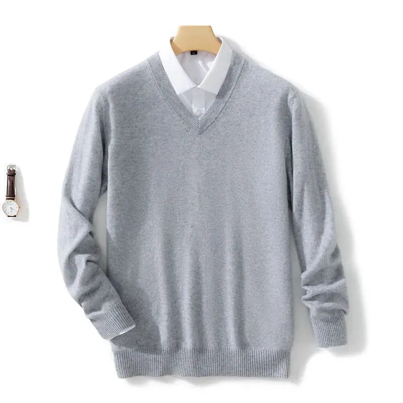 Men's Plus Size Cashmere V-Neck Sweater