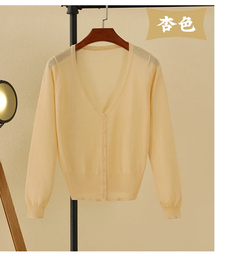 Korean V-Neck Cropped Cardigan Women's Sweater