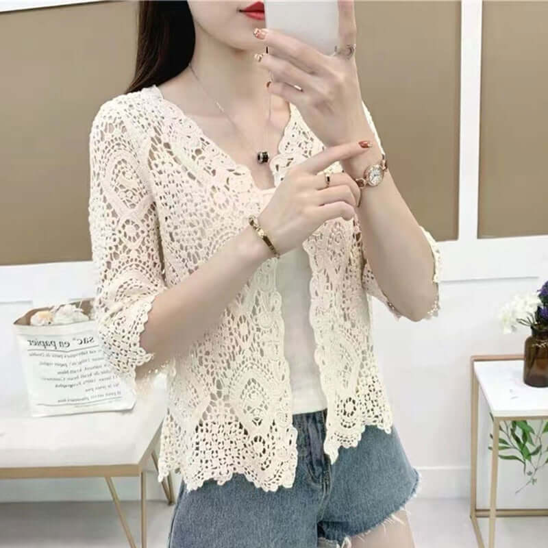 Women Crochet Lace Shrug Cardigan