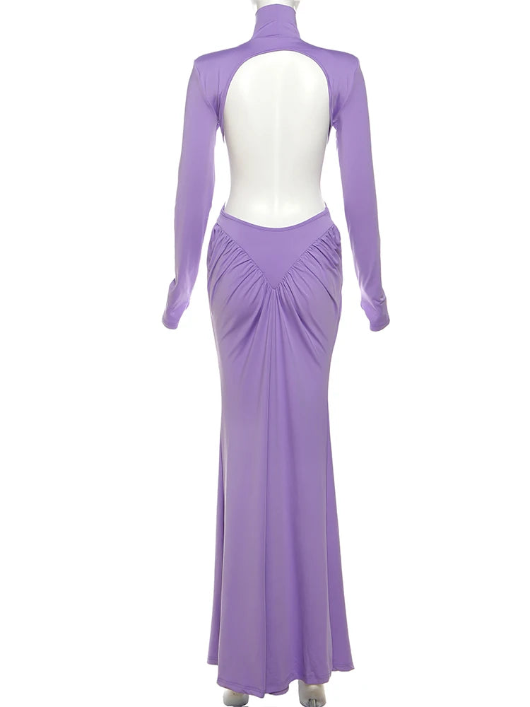 Women's Backless Ruched Maxi Dress