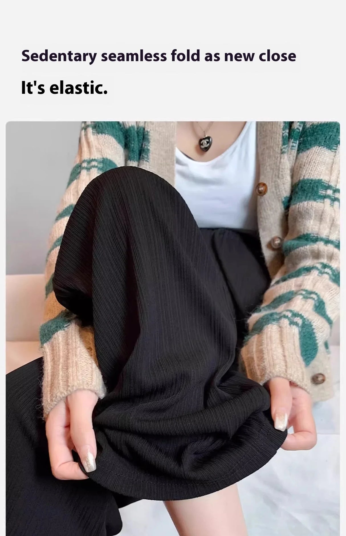 Elastic wide-leg maternity pants showcased with seamless folds, perfect for comfort and style.