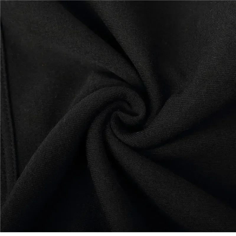 هودي جرافيكي للرجال بمقاسات كبيرة - أسود بأكمام طويلة