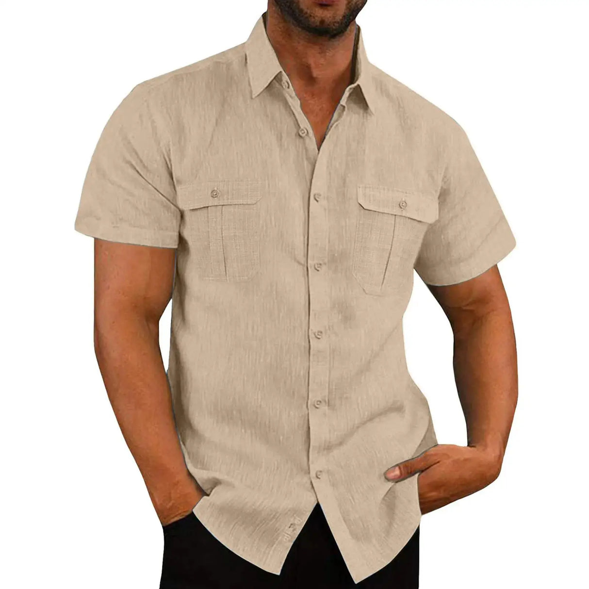 Men's Plus Size Cotton Linen T-Shirt – Summer Solid