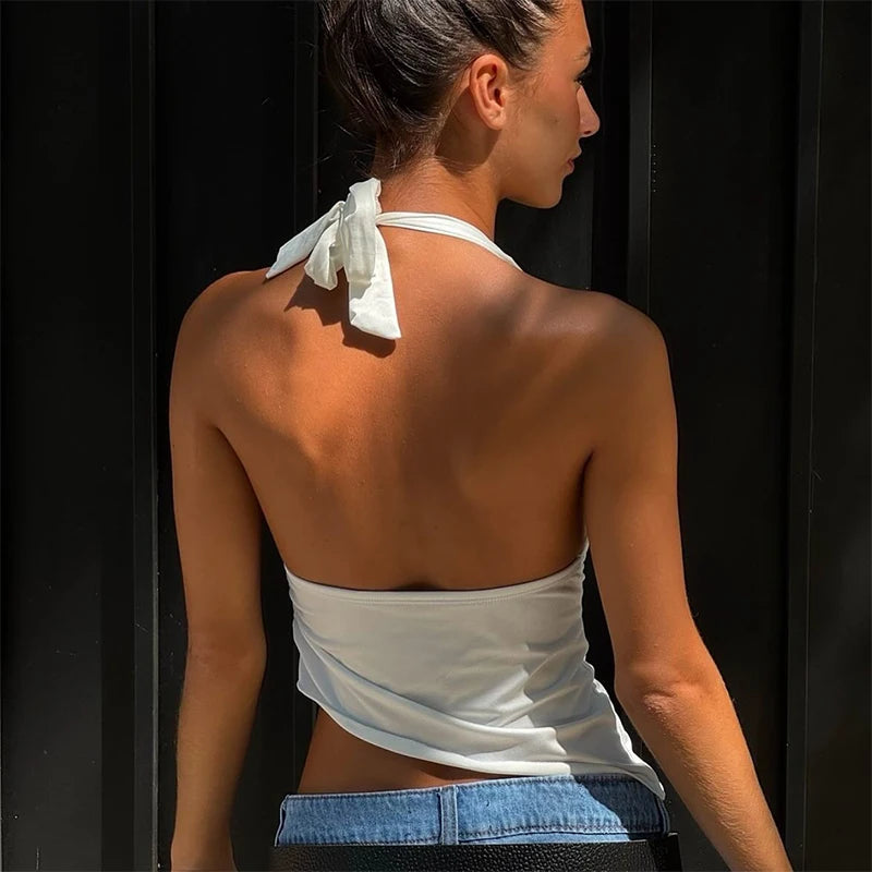 Irregular Backless Halter Camisole Top