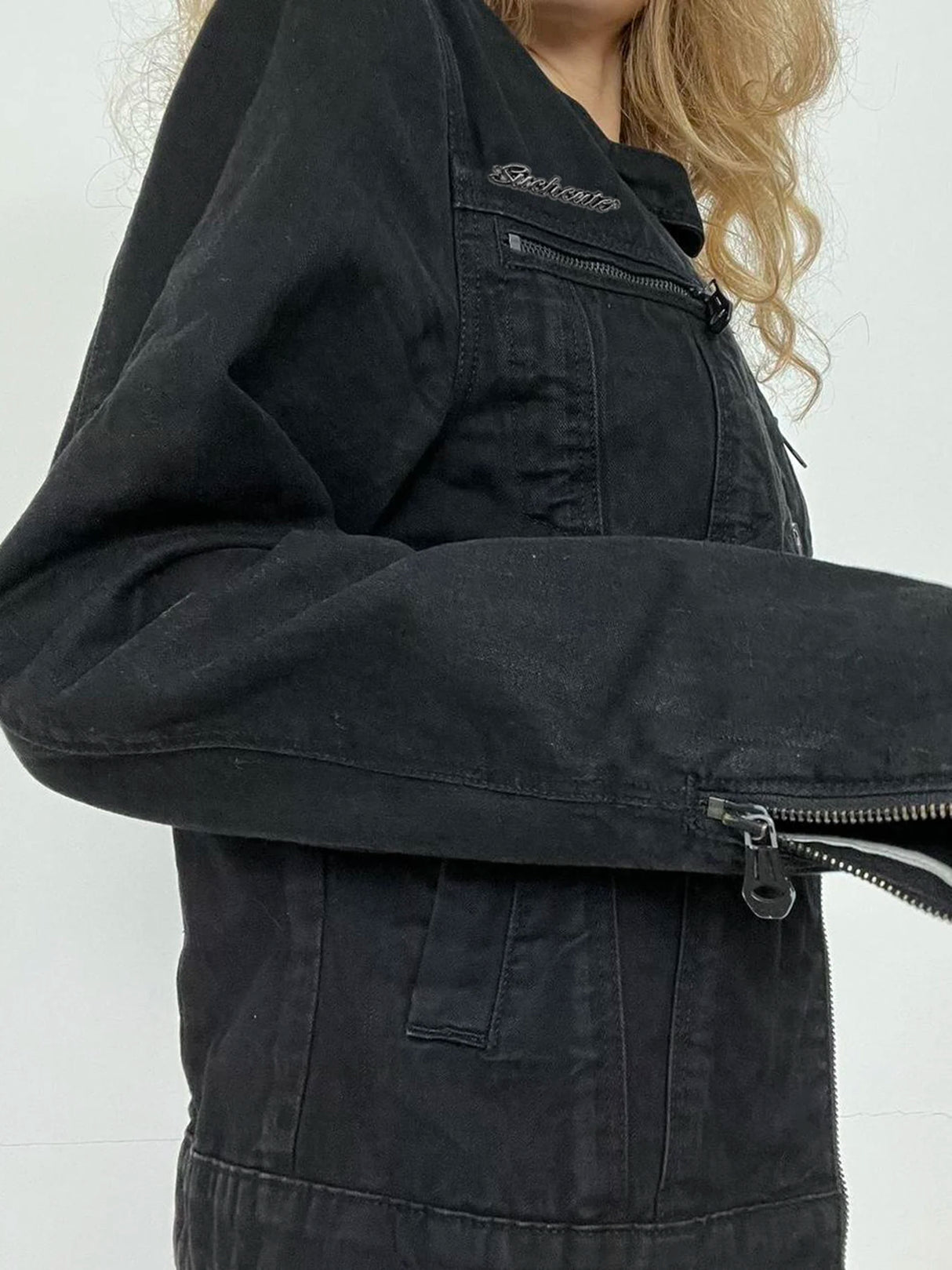 Rockmore Women’s Double Zipper Denim Jacket