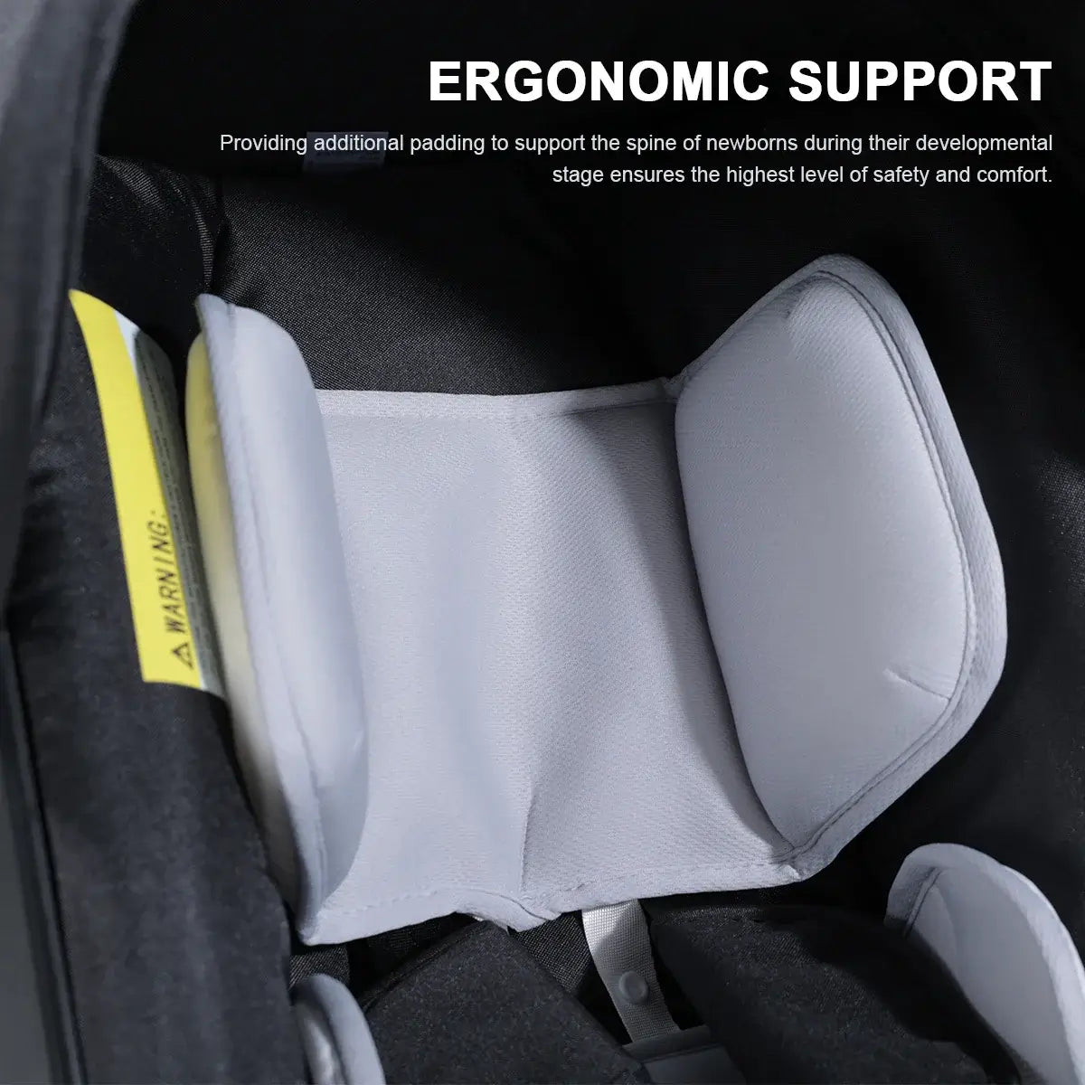 Baby stroller ergonomic support feature ensuring comfort and safety for newborns during developmental stages.