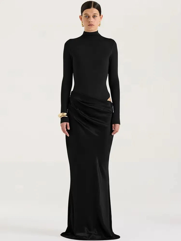 Luxe Satin Cutout Maxi Dress