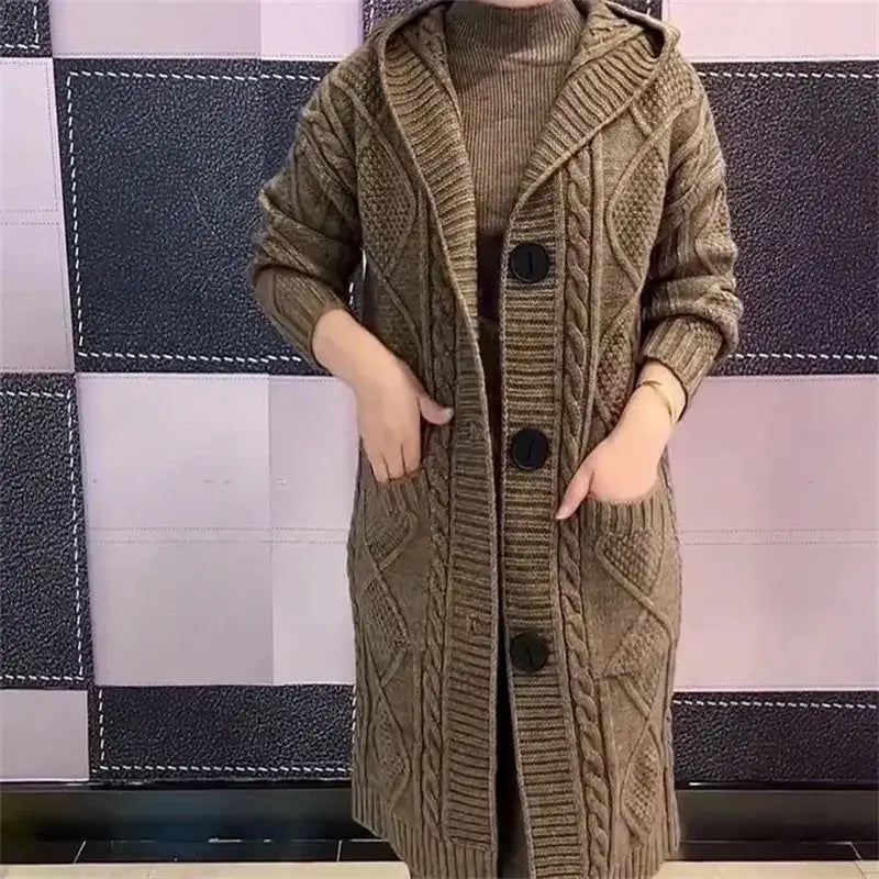 Women Twists Long Knit Cardigan