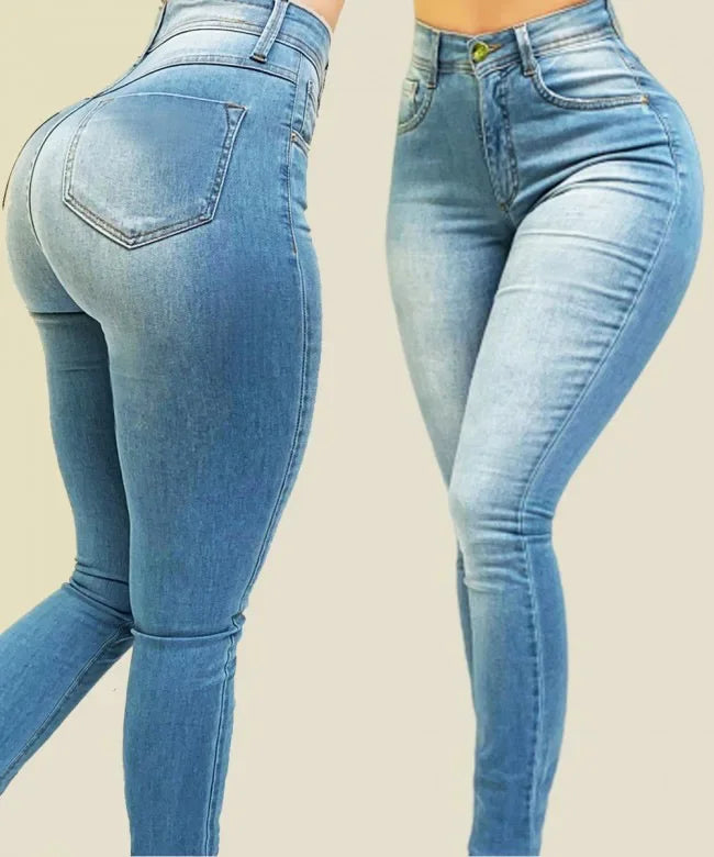 Women’s Pure Color High Waist Jeans