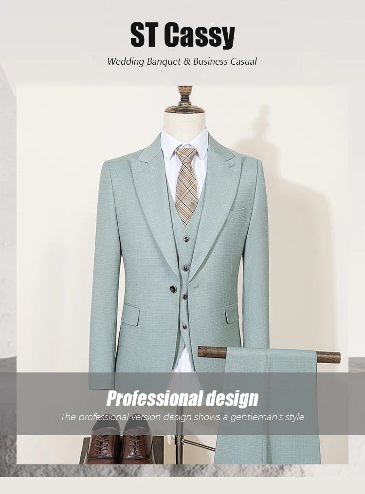 بدلة صيفية خضراء ضيقة للرجال