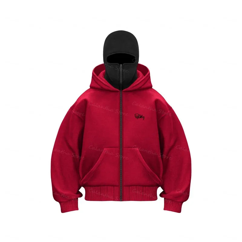 Men Balaclava Zip Hoodie Jacket