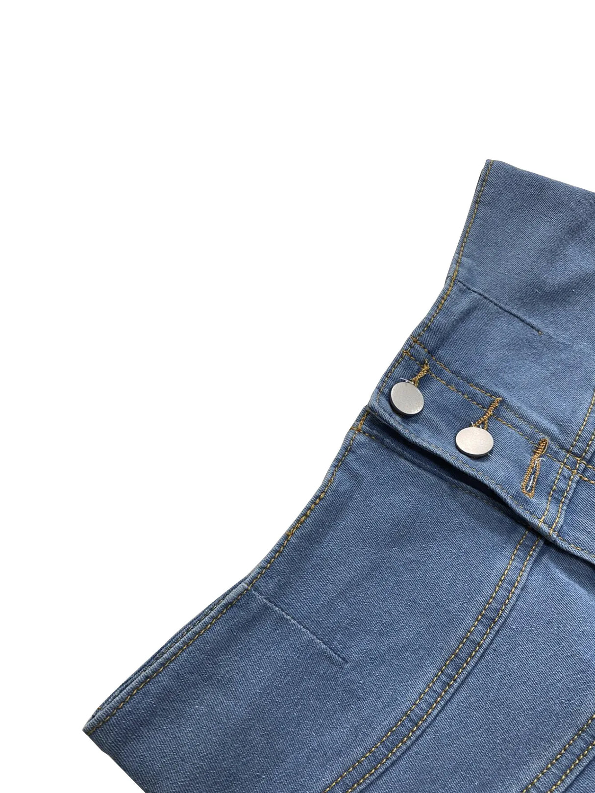 PatchSkirt™ – Ruched Pleated Denim Skirt (Streetwear, Button Detail)