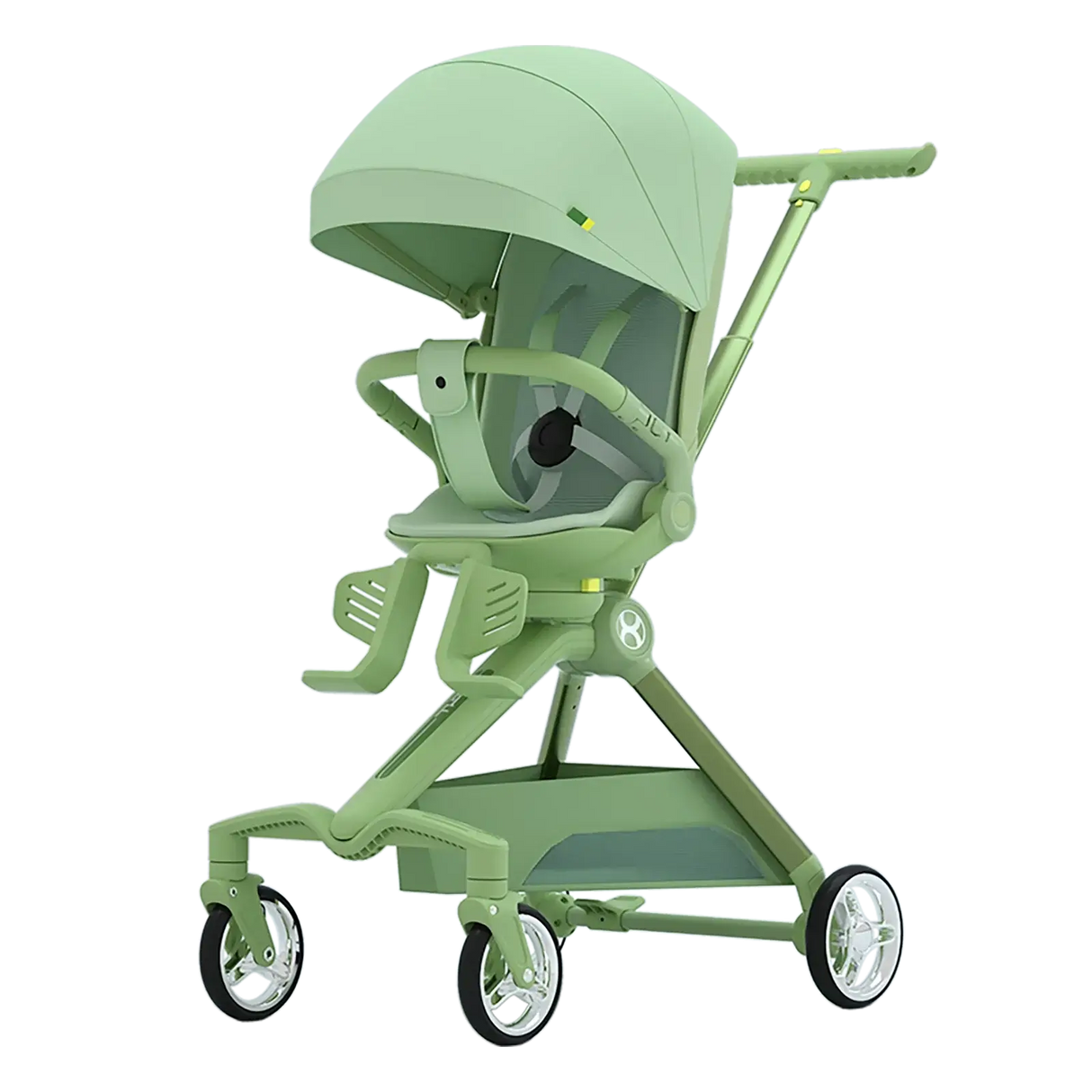 Lightweight Baby Travel Stroller Mini ELF 2 in green, foldable design for ages 0-2, supports load over 20KG.