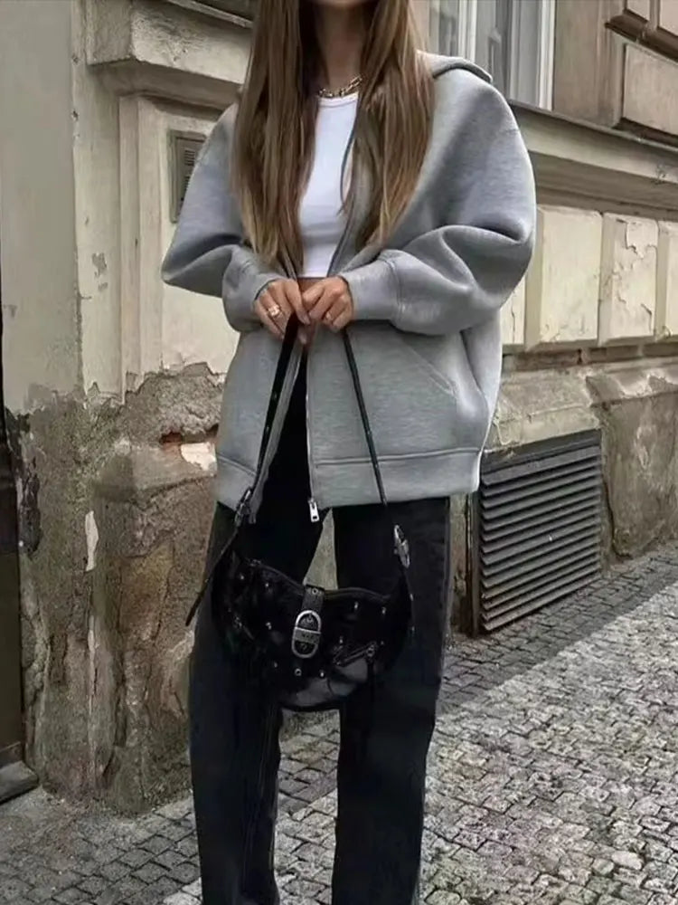Women's Oversized Zip Hoodie Jacket