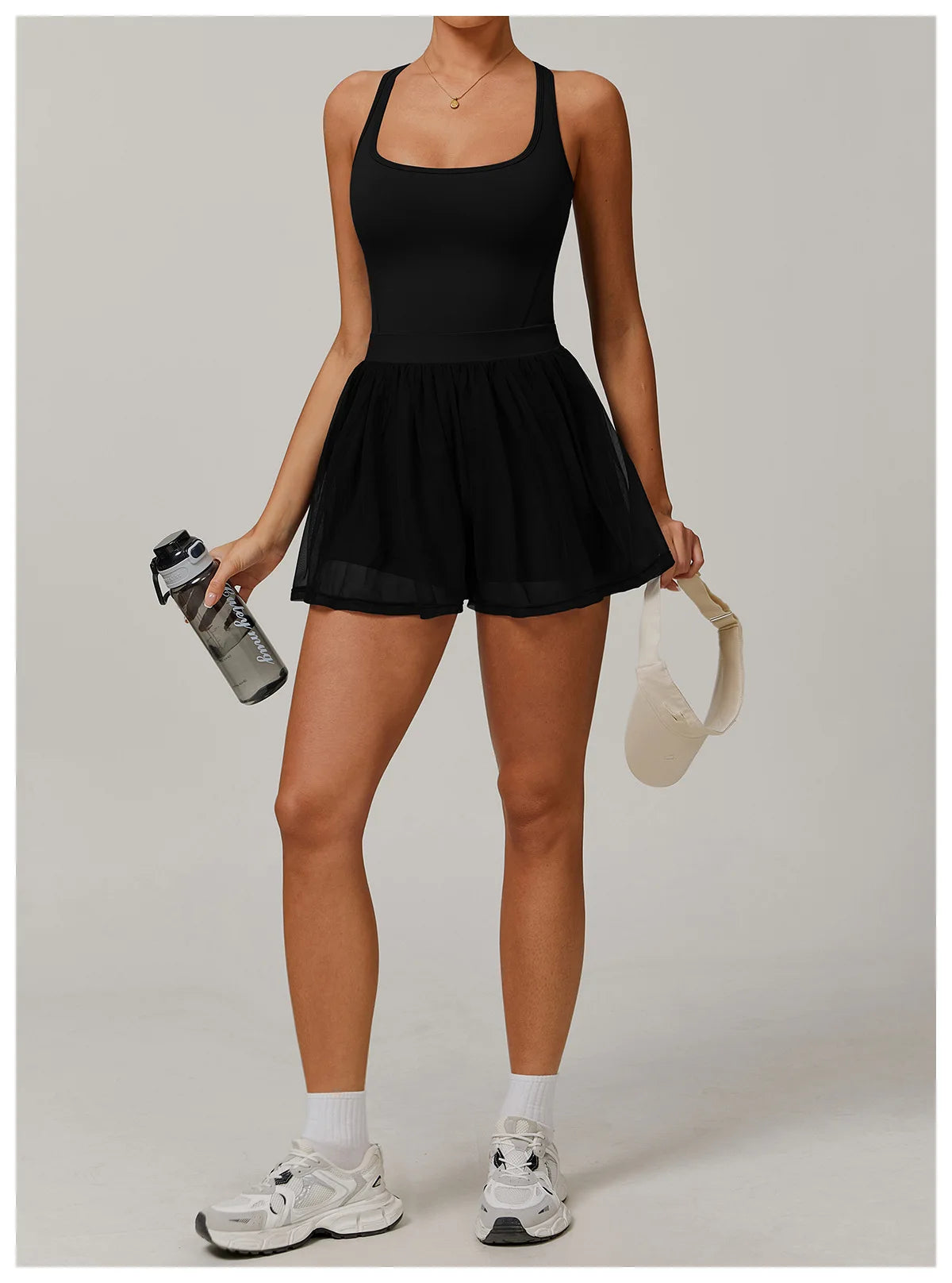 تنورة تنس نسائية شبكية قابلة للتنفس