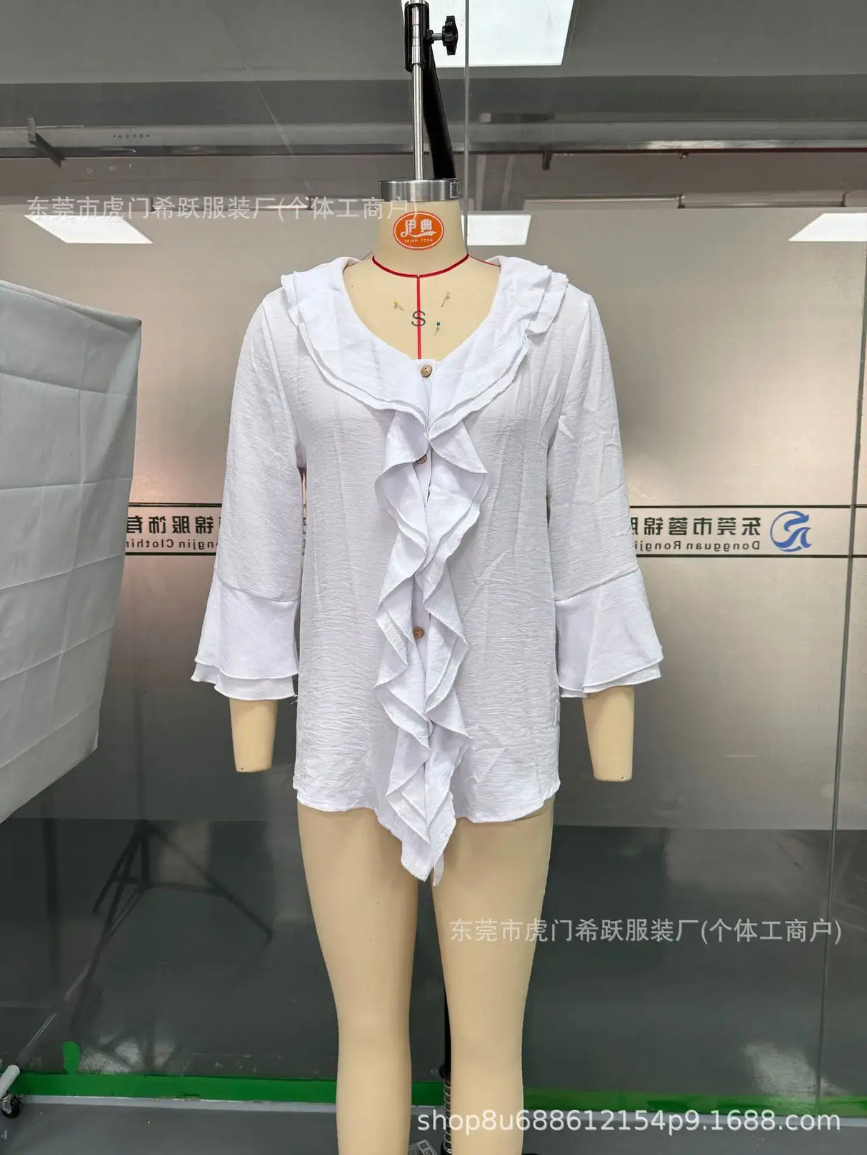 Women Ruffle Button Knit Cardigan