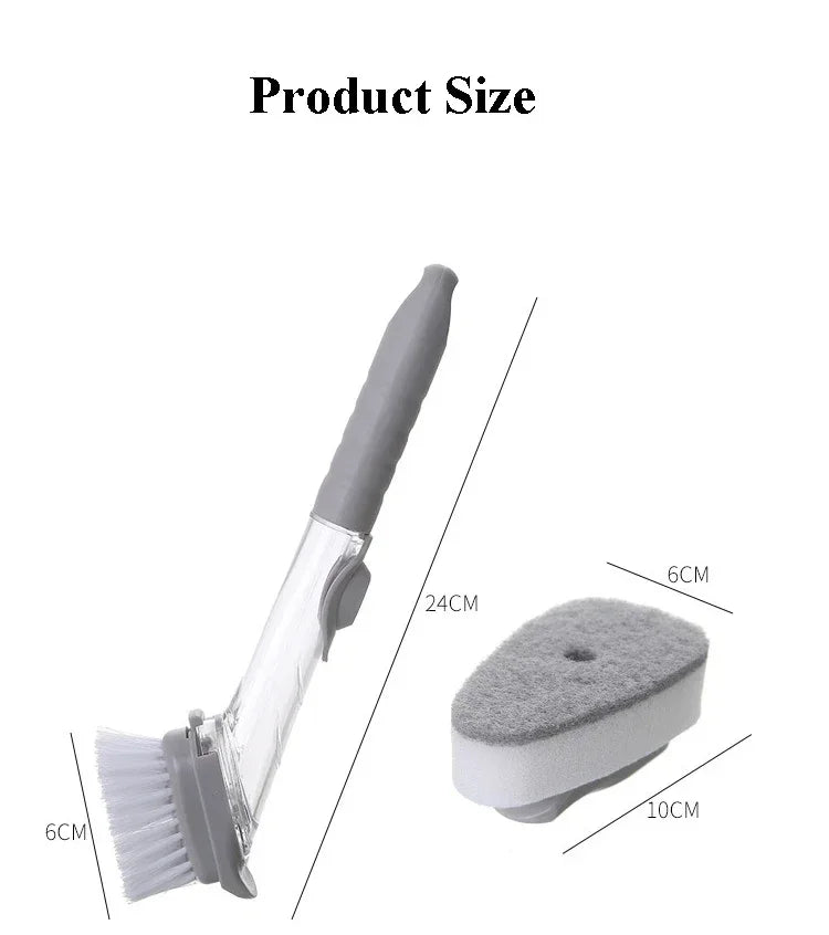 2-in-1 Kitchen Cleaning Brush with Sponge Dispenser
