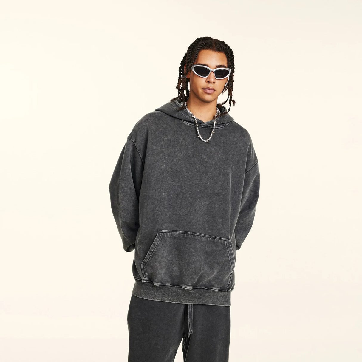 Oversized Men's Hoodie – Vintage Black Pullover