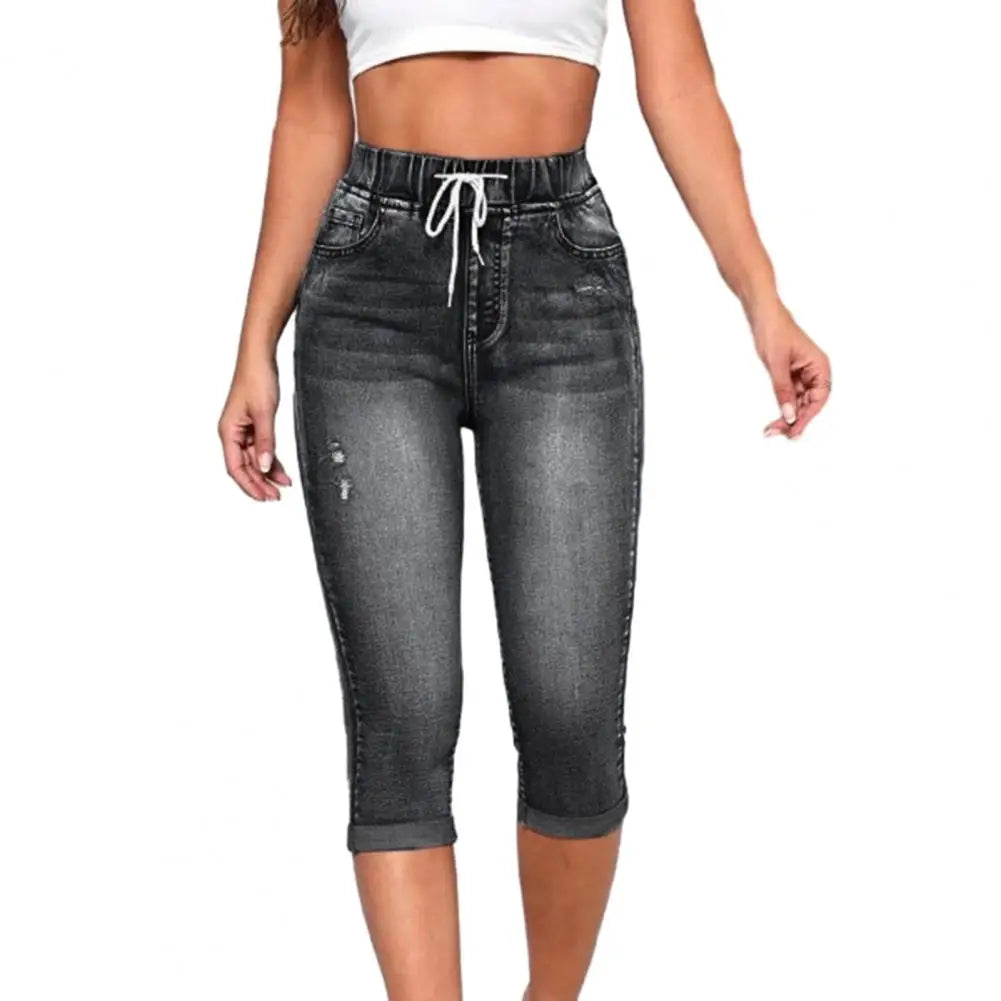 HaraFlare™ – 3/4 High Waist Vintage Denim Pants (Edgy, Stylish & Throwback Fit)