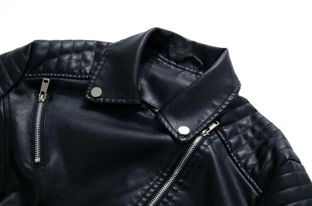 Women's Faux Leather Lapel Biker Jacket