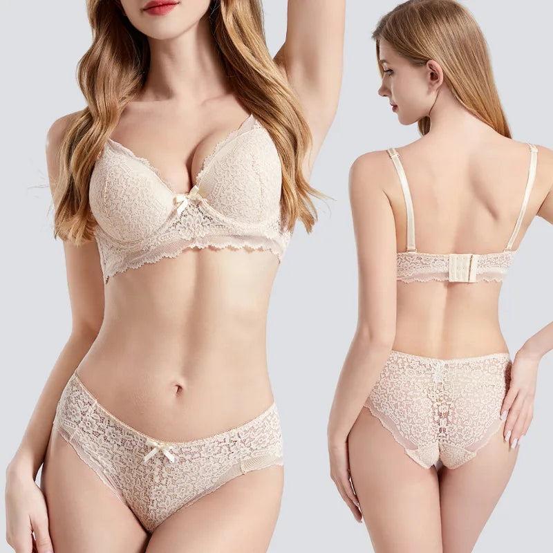 Women Plus Lace Bra Set