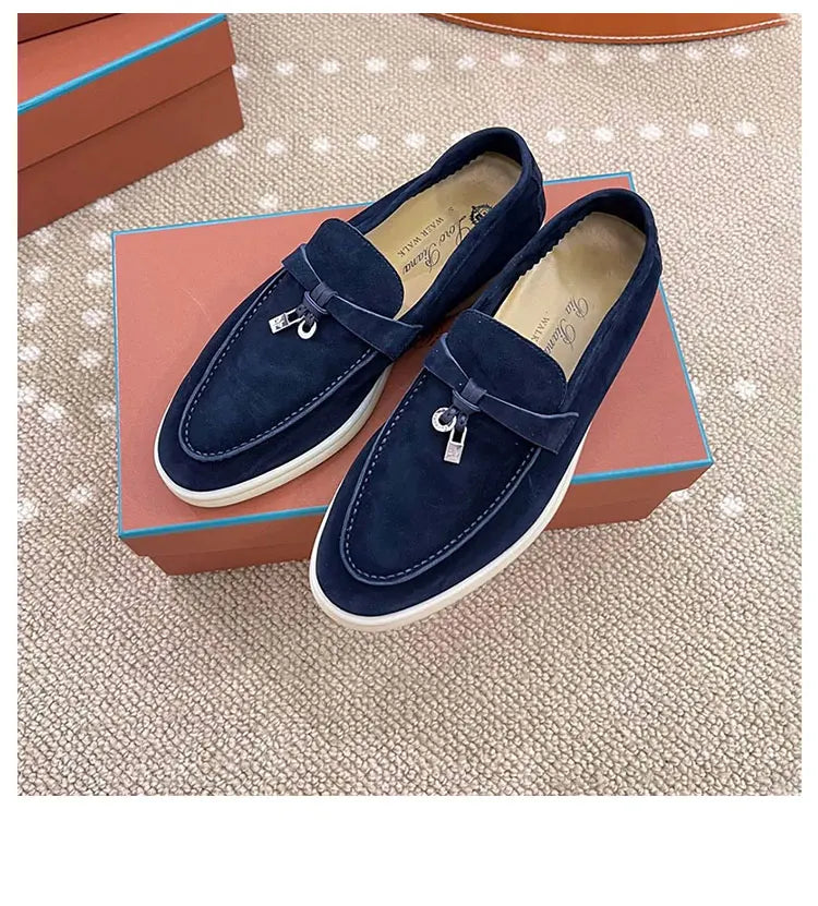 حذاء مسطح سهل الارتداء من الجلد للنساء