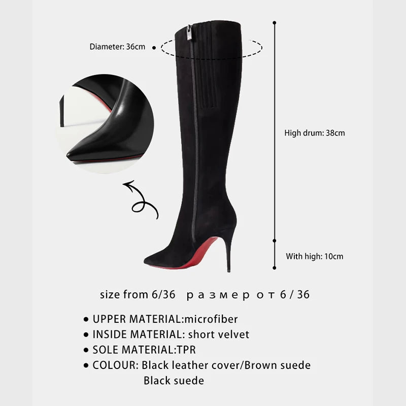Women Pole Knee High Designer Boots – Sexy Leather High Heel