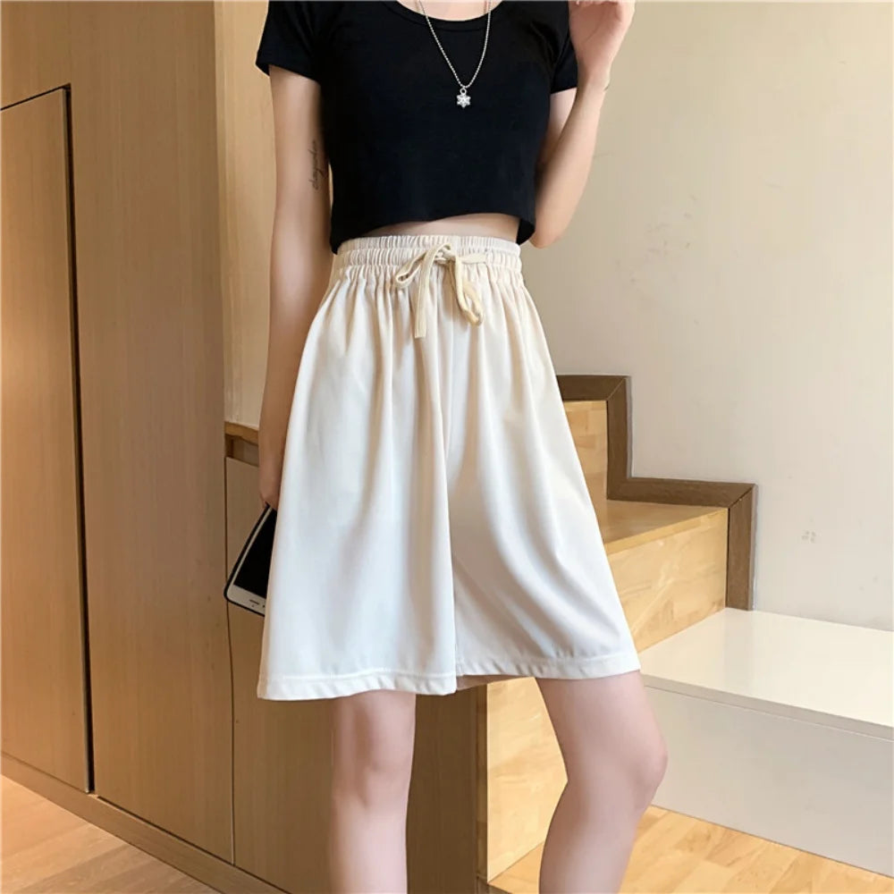 Women Ice Silk Loose Sports Shorts
