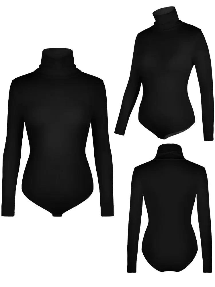 بدلة جسم نسائية برقبة عالية وأكمام طويلة